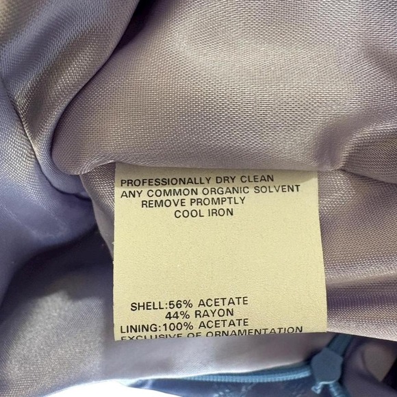 Vtg 90s Jessica McClintock Periwinkle Satin Embroidered Dress Formal Sz 14 Prom - Picture 8 of 8